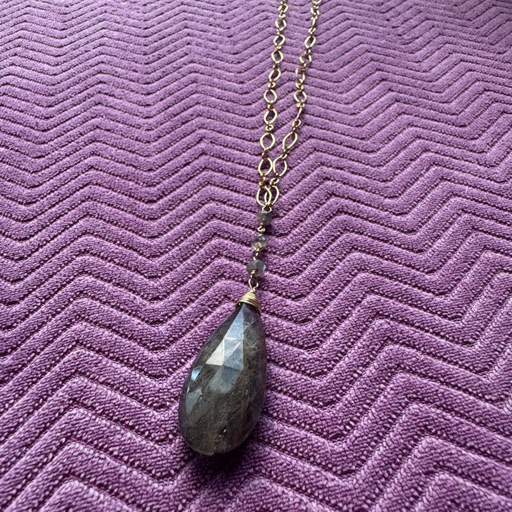 Labradorite crystal pendant necklace
